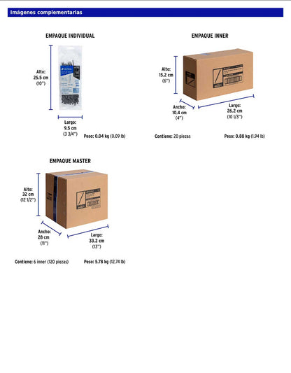 Bolsa con 100 cinchos plásticos 18 lb 150 x 2.5 mm negro