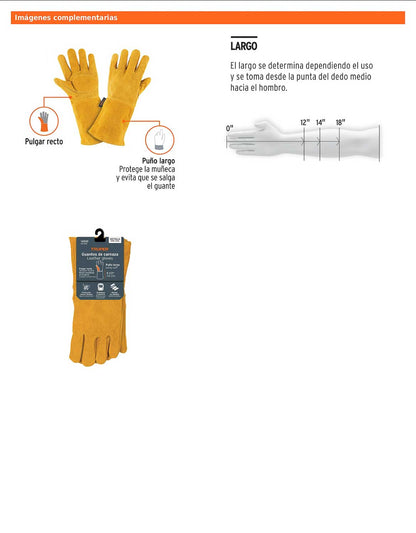 Guantes de carnaza largos unitalla TRUPER (GU-525)