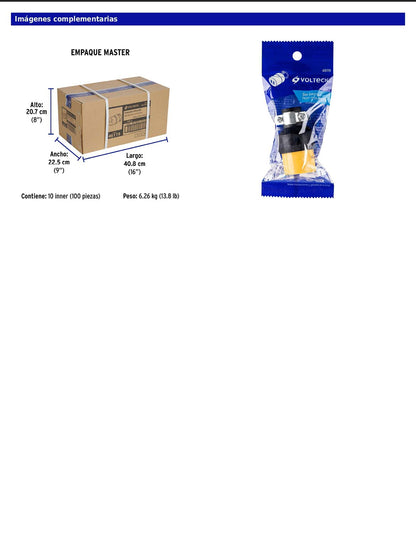 Contacto industrial reforzado polarizado de 127 V y 15 A