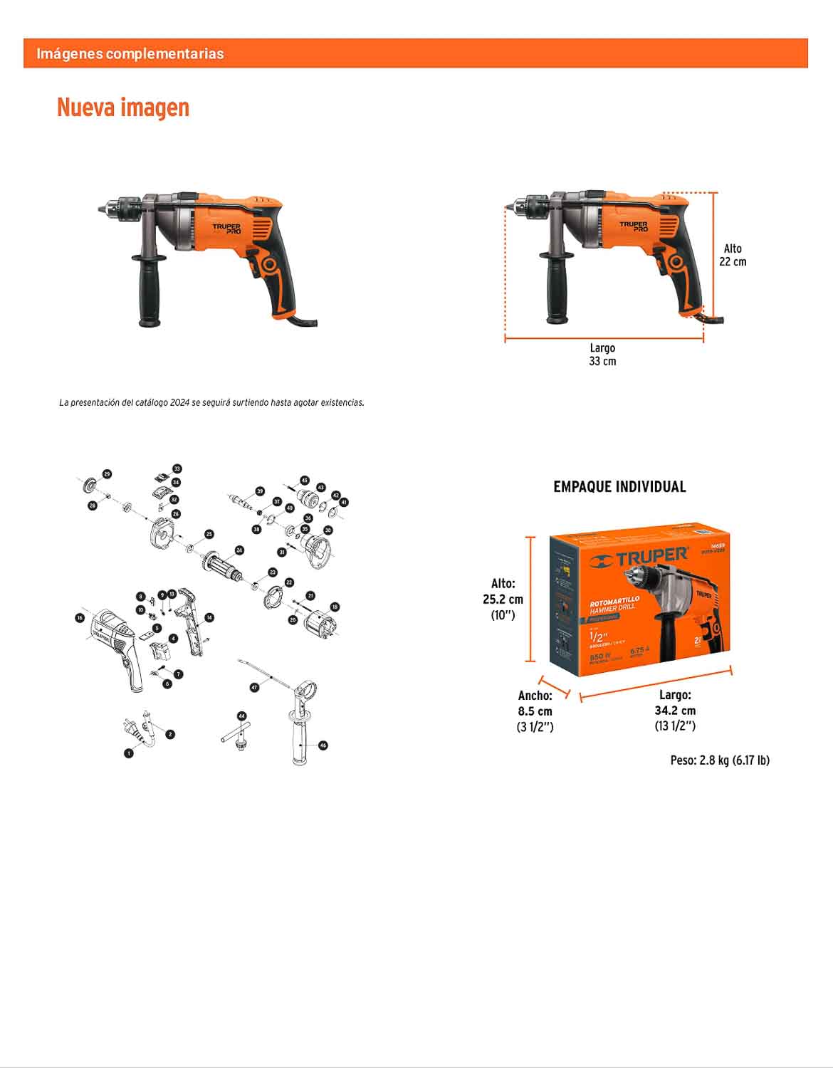 Rotomartillo/destornillador 1/2" 850 W TRUPER PRO