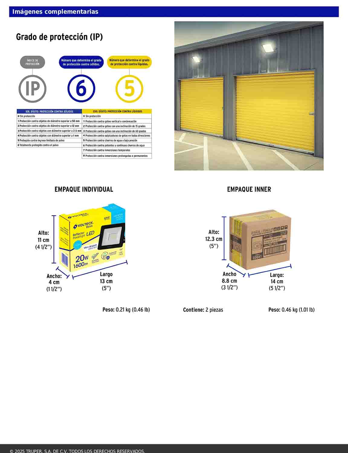 Reflector LED para exteriores de 20 W con luz de día