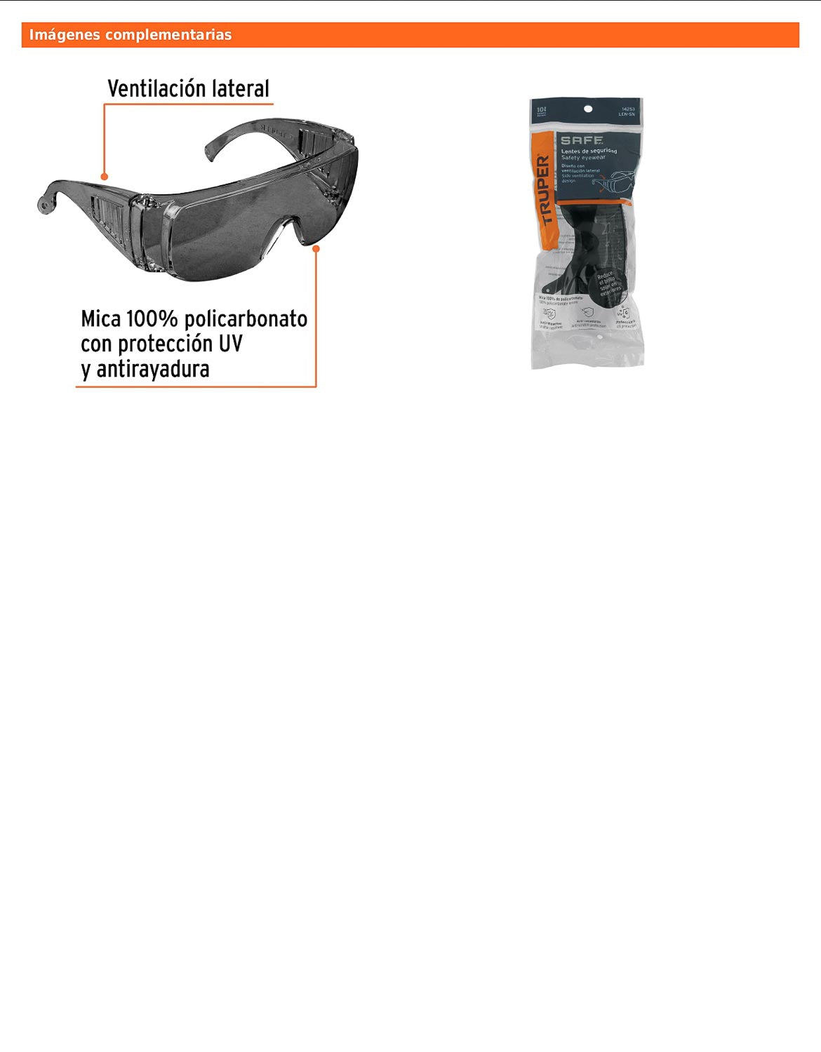 Lentes de seguridad grises TRUPER Safe (LEN-SN)