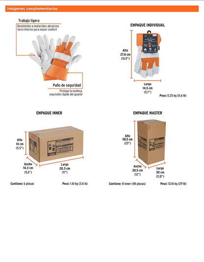 Guantes de carnaza y loneta unitalla TRUPER (GU-235)