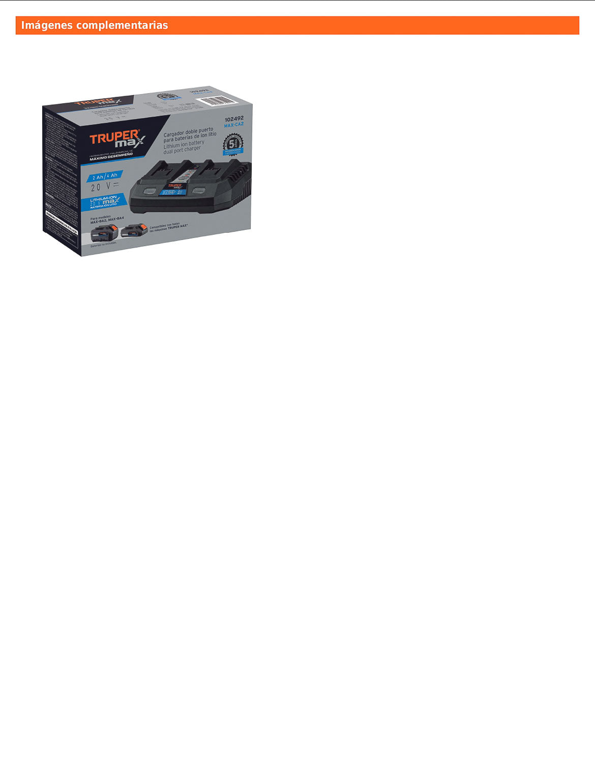 Cargador dual de baterías de ion litio de 20 V