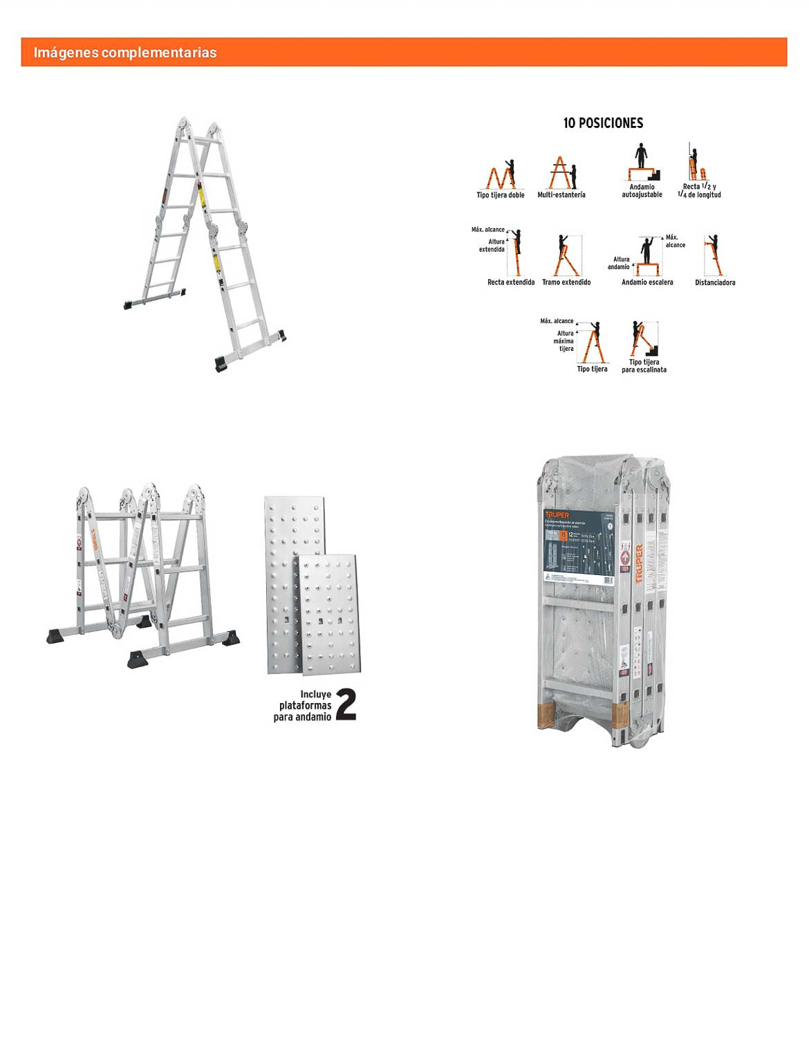 Escalera multiposición tipo I con 12 peldaños