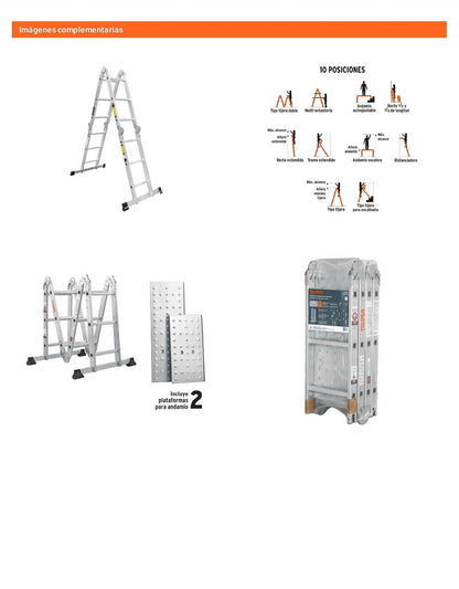 Escalera multiposición tipo I con 12 peldaños