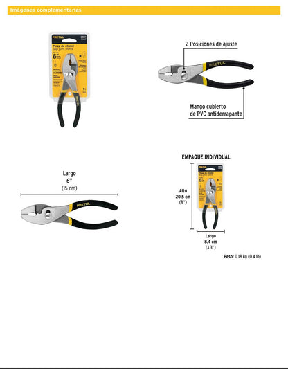 Pinza de chofer de 6 pulgadas con mango de PVC