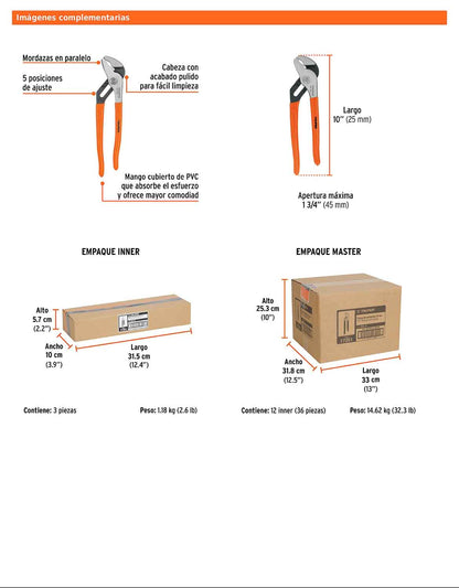 Pinza de extensión de 25 cm con mango de PVC