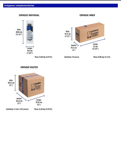 Bolsa con 50 cinchos plásticos 40 lb 200 x 3.5 mm negro