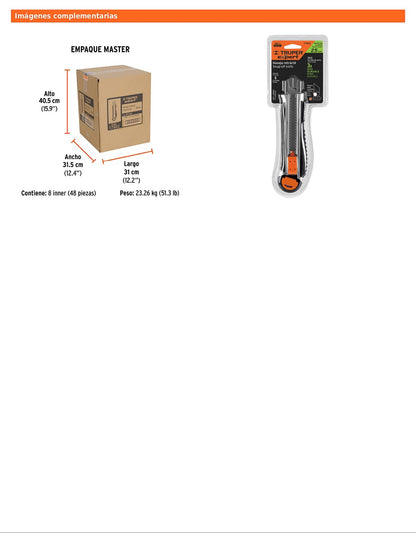 Cutter de 25 mm para trabajo pesado con alma metálica y grip
