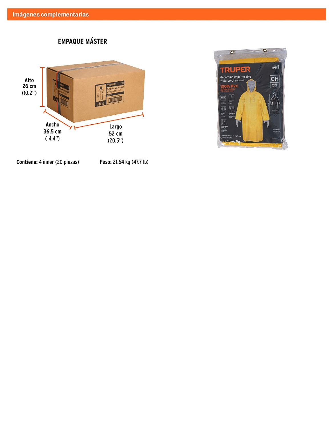 Gabardina impermeable doble capa talla CH
