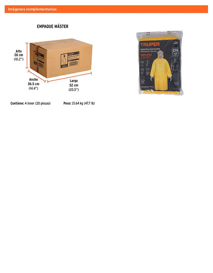Gabardina impermeable doble capa talla CH