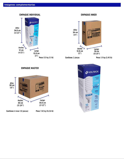 Lámpara espiral de 105 W con base E39 y luz de día