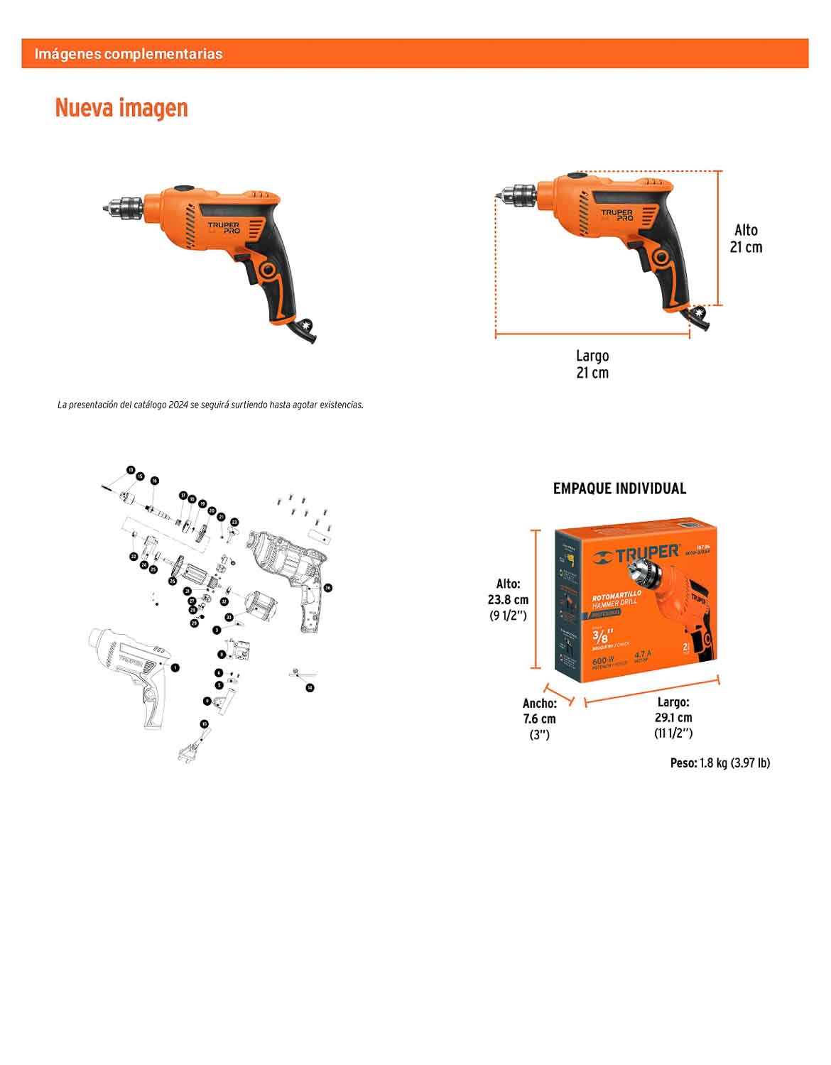 Rotomartillo/destornillador 3/8" 600 W TRUPER PRO