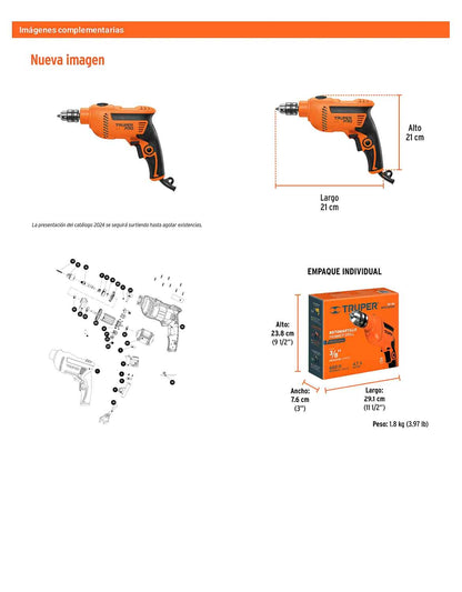 Rotomartillo/destornillador 3/8" 600 W TRUPER PRO