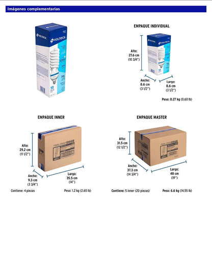 Lámpara espiral fluorescente T5 de 65 W de alta potencia luz de día