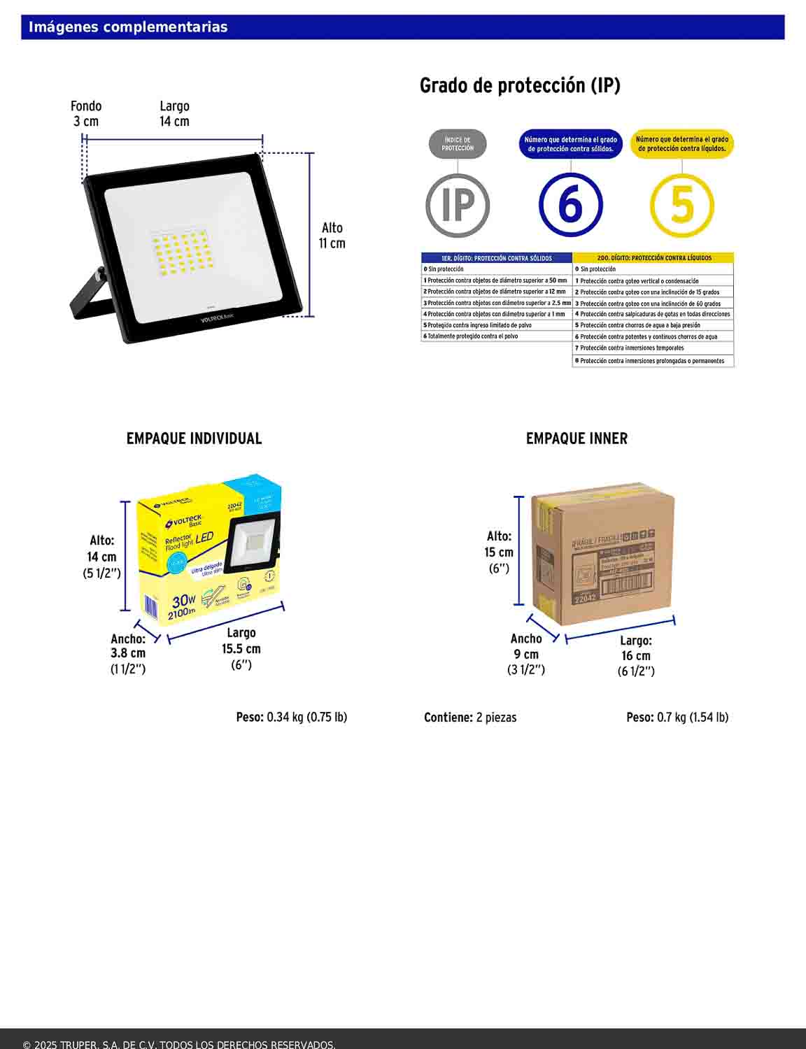 Reflector LED para exteriores de 30 W con temperatura de color 6 500 K