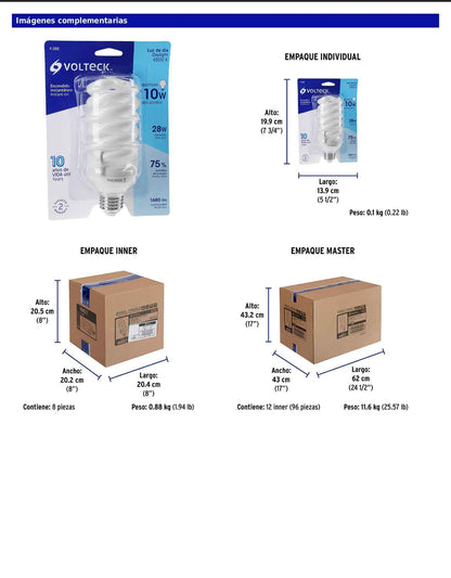 Lámpara espiral T4 de 28 W con luz de día