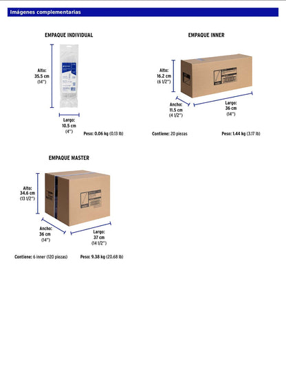 Bolsa con 50 cinchos plásticos 50 lb 250 x 4.5 mm natural