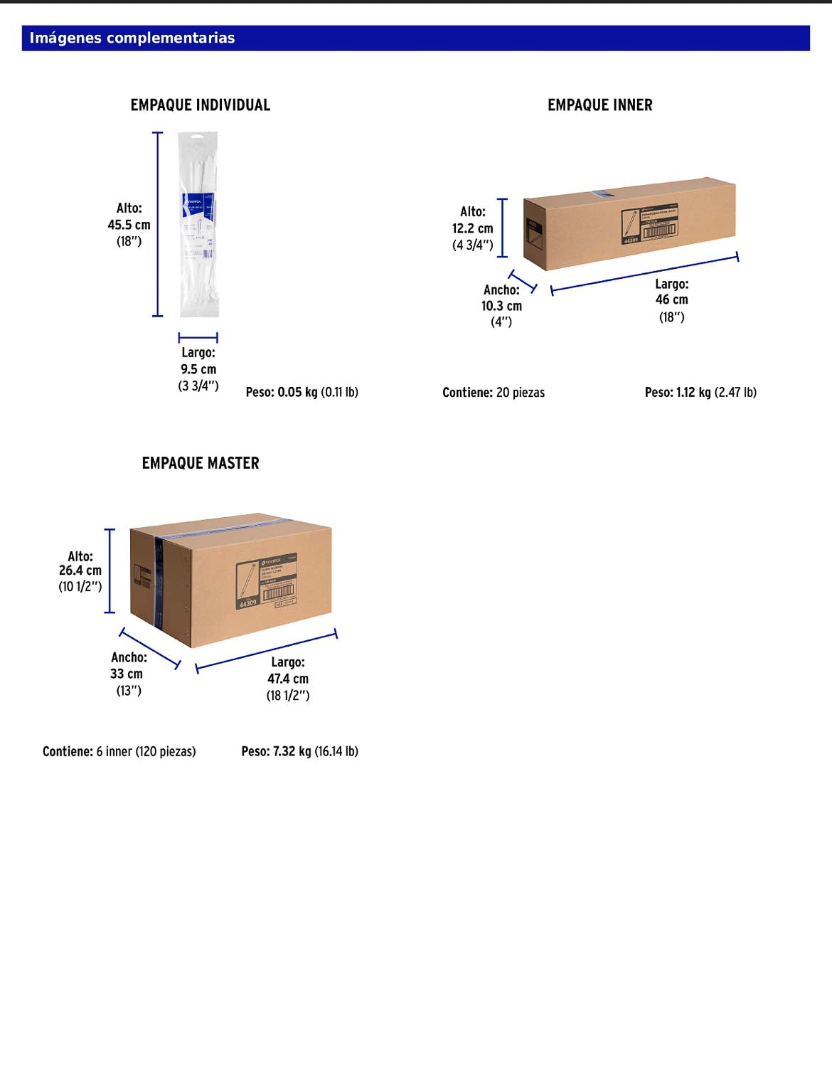 Bolsa con 25 cinchos plásticos de 50 lb de 35 cm de largo y 4.5 mm de ancho en color natural