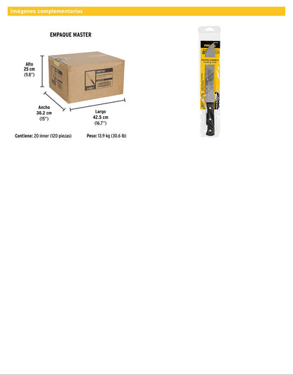 Cuchillo cebollero de 8 pulgadas con mango de polipropileno