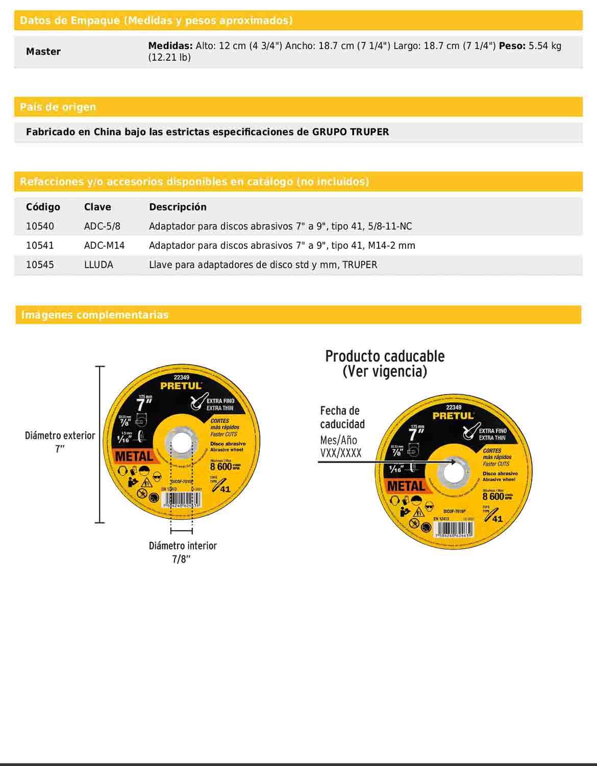 Disco de corte fino para metal de 7 pulgadas con espesor de 1.5 mm