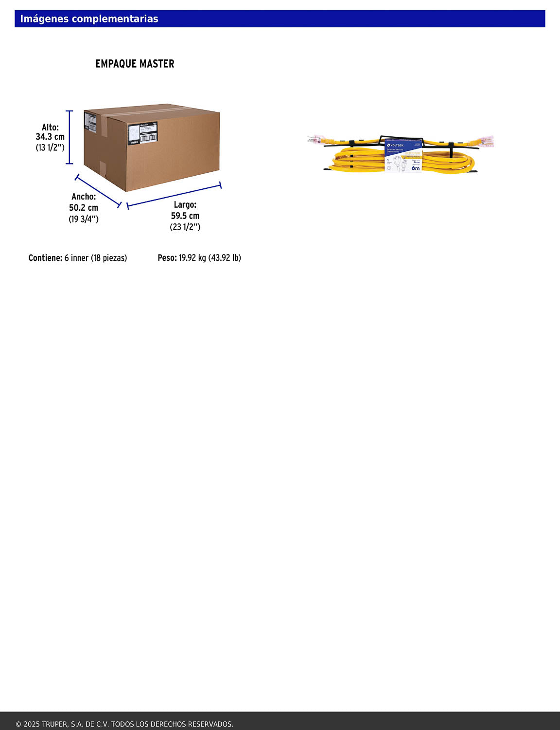 Extensión reforzada aterrizada 6 m calibre 14