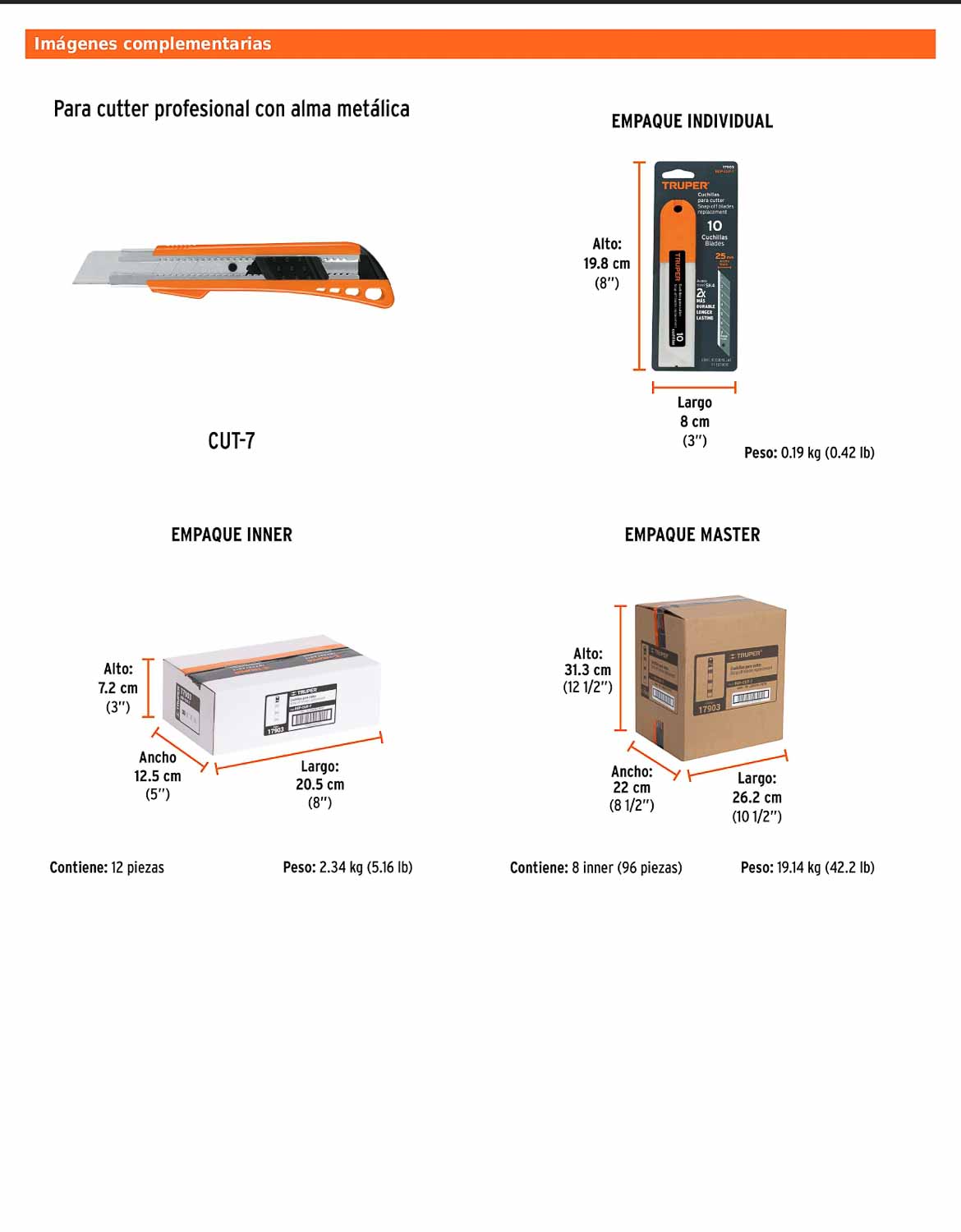 Estuche con 10 cuchillas de 25 mm para cutter