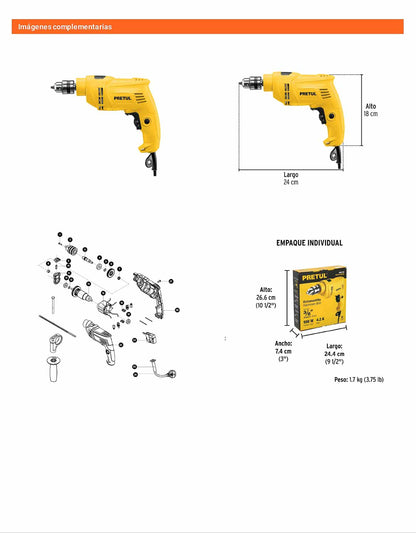 Rotomartillo/destornillador 3/8" 550 W PRETUL