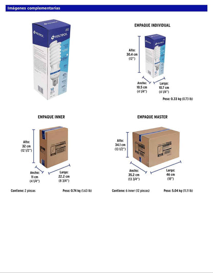 Lámpara espiral de 65 W con base E39 y luz de día