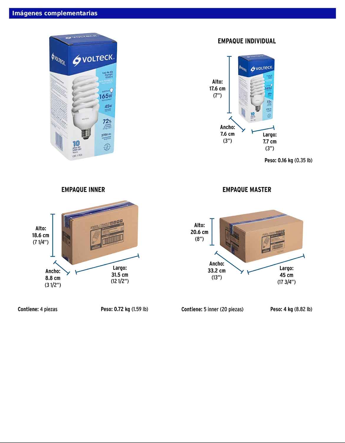 Lámpara espiral fluorescente T4 de 45 W de alta potencia luz de día