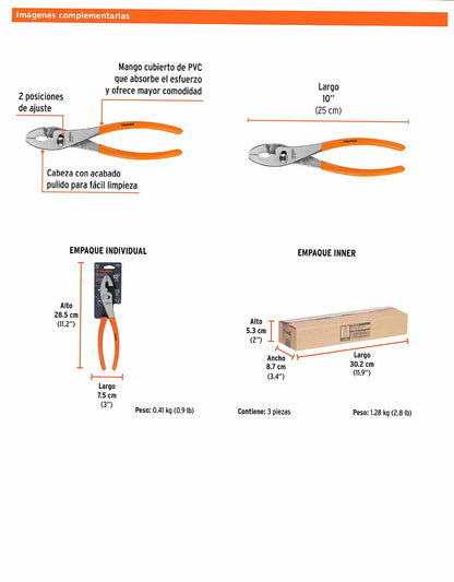 Pinza de chofer de 25 cm con mango de PVC