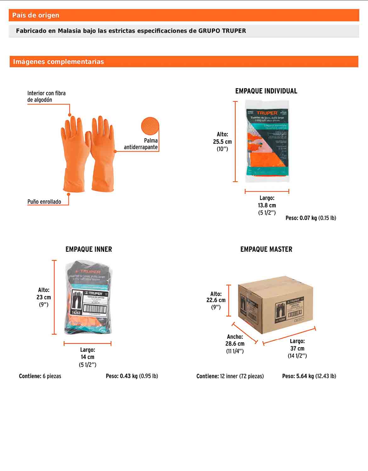 Guantes de látex para limpieza grande