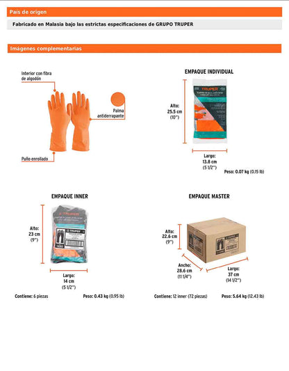 Guantes de látex para limpieza grande