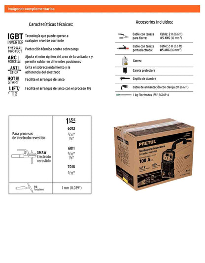 Soldadora inversora 100A 127V Ligera compacta