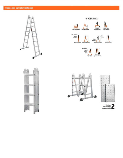 Escalera multiposición tipo I con 16 peldaños