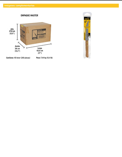 Cuchillo con sierra para asado de 5 pulgadas con mango de madera