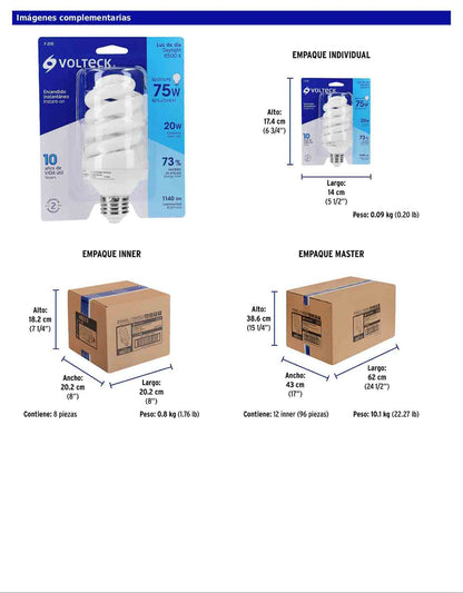 Lámpara espiral T4 de 20 W con luz de día