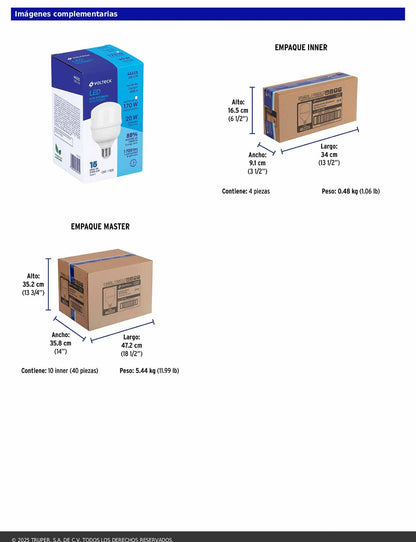 Foco LED de alta potencia de 20W con luz fría