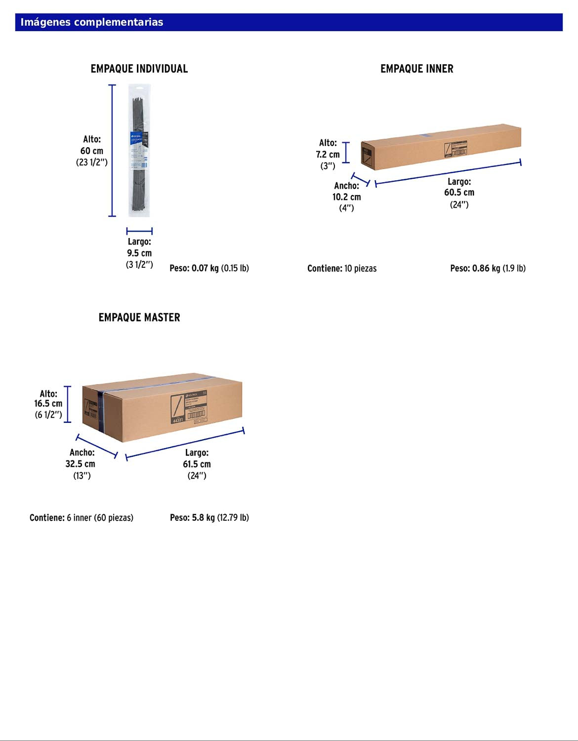 Bolsa con 25 cinchos plásticos de 50 lb de 50 cm de largo y 4.5 mm de ancho en color negro