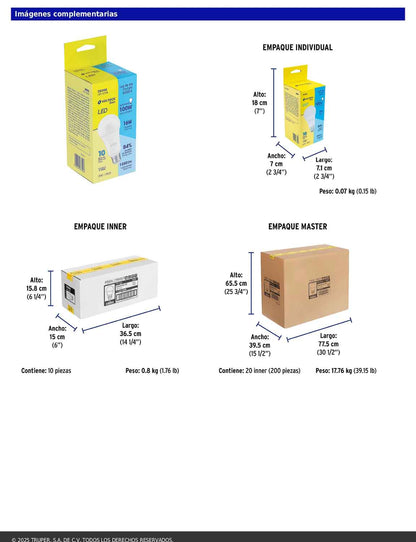 Foco LED 16W A22 6500K blanca fría 1550 lm BASIC