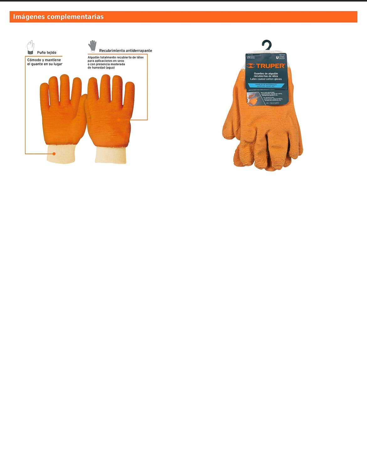 Guantes de algodón recubiertos de látex unitalla