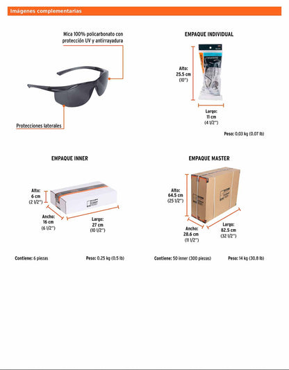 Lentes de seguridad grises TRUPER Ultralite (LEN-LN)