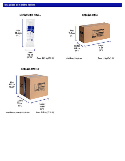 Bolsa con 100 cinchos plásticos 18 lb de 200 x 2.5 mm natural