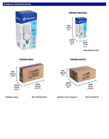Lámpara espiral T4 de 45 W con luz de día
