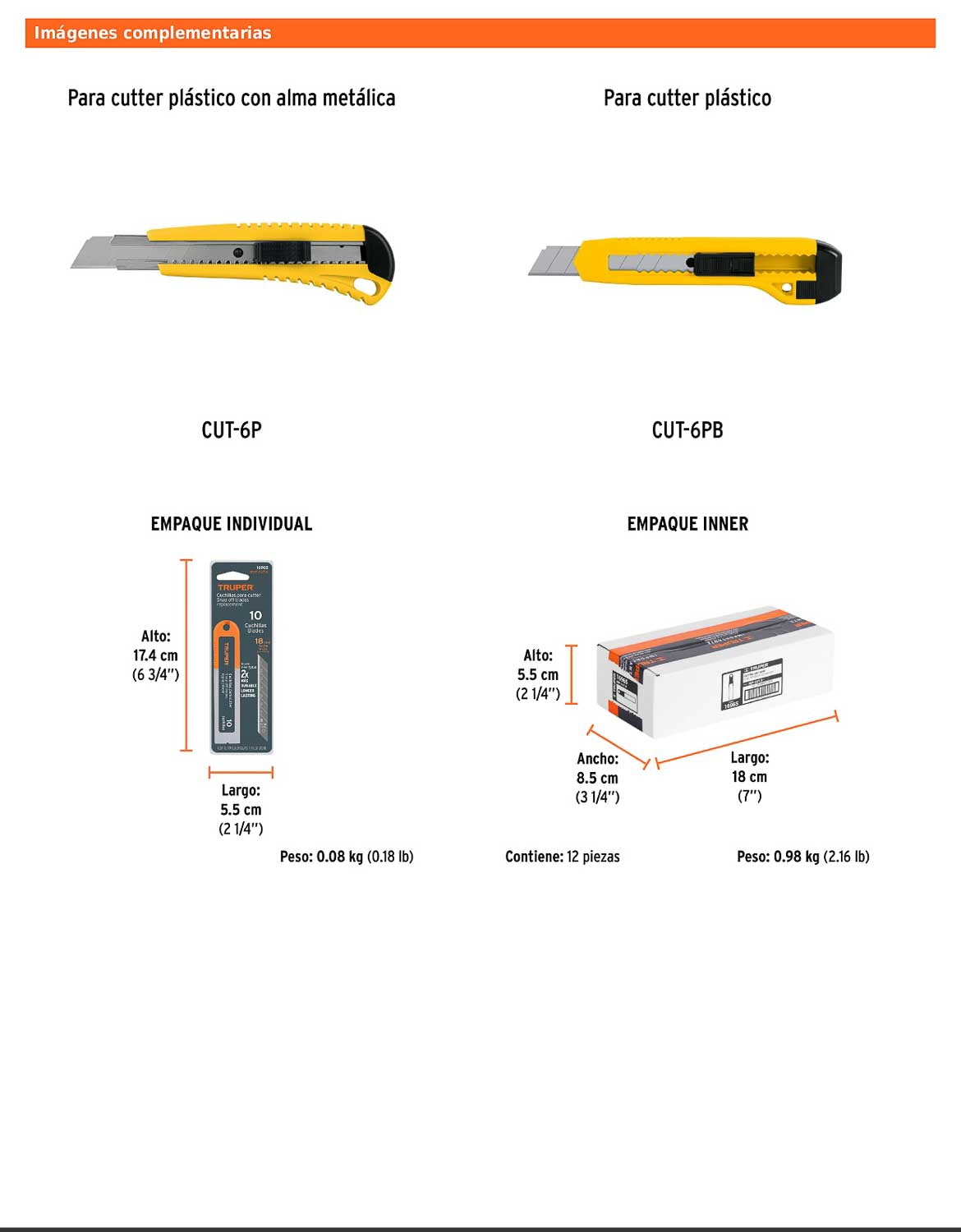 Estuche con 10 cuchillas de 18 mm para cutter