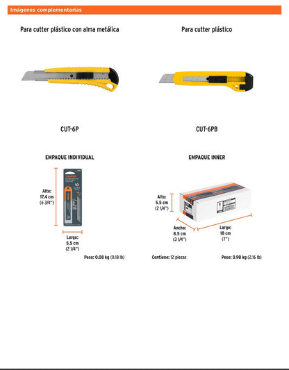 Estuche con 10 cuchillas de 18 mm para cutter