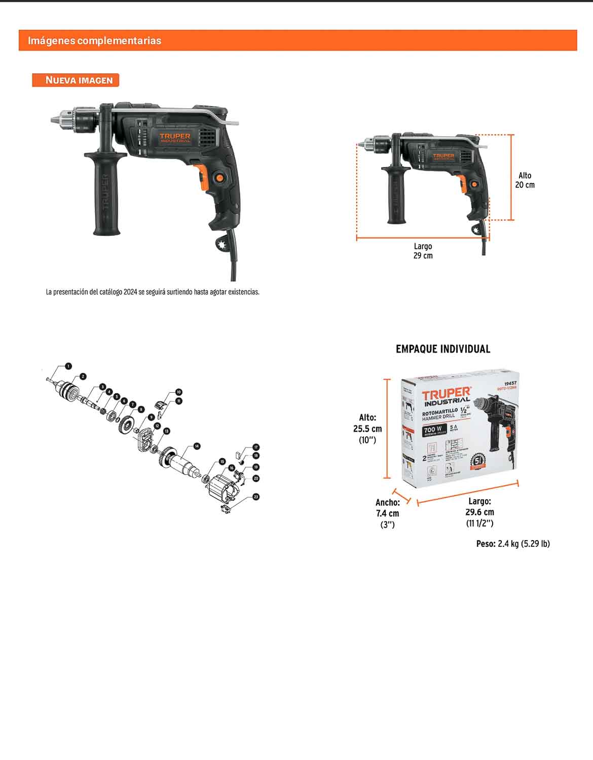 Rotomartillo/destornillador 1/2" 700 W industrial