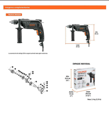 Rotomartillo/destornillador 1/2" 700 W industrial