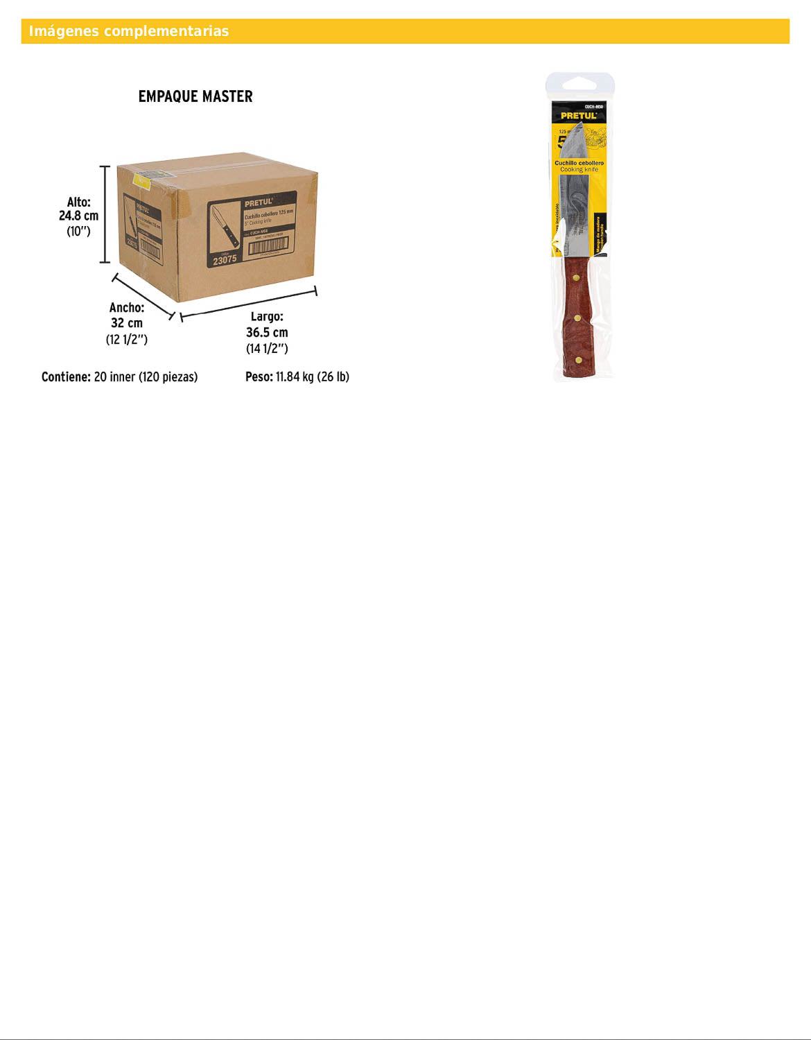 Cuchillo cebollero de 5 pulgadas con mango de madera